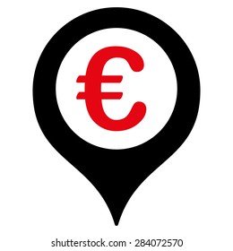 Map marker from BiColor Euro Banking Icon Set. Vector style: flat bicolor, intensive red and black symbol, rounded angles, white background.