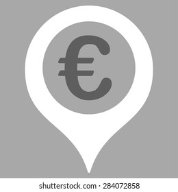Map marker from BiColor Euro Banking Icon Set. Vector style: flat bicolor, dark gray and white symbol, rounded angles, silver background.