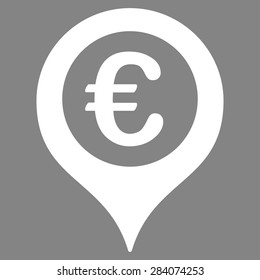 Map marker from BiColor Euro Banking Icon Set. Vector style: flat, white symbol, rounded angles, gray background.