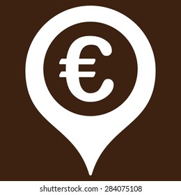 Map marker from BiColor Euro Banking Icon Set. Vector style: flat, white symbol, rounded angles, brown background.
