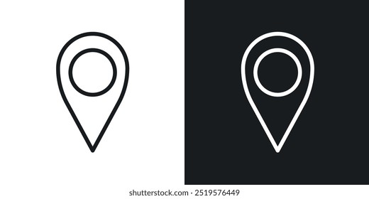 Map marker black and white icon.