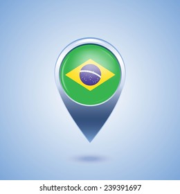Map marker with Brazilian flag