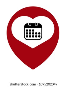 Map marker with calendar icon, vector eps10 illustration