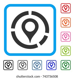 Map Marker Diagram icon. Flat grey pictogram symbol in a blue rounded frame. Black, gray, green, blue, red, orange color versions of Map Marker Diagram vector. Designed for web and software UI.