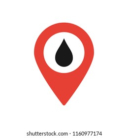 Map marker with Drop icon, map pin, GPS location symbol, vector illustration