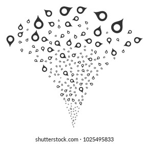 Map Marker festive fountain. Vector illustration style is flat iconic symbols. Object fountain organized from random design elements as map marker fireworks.