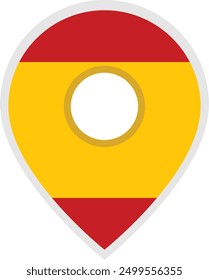 Map marker filled with colors of the Spanish flag. Location pin on transparent background. Vector icon for mobile apps, UI and web design. EPS10