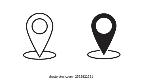 Map marker filled and outlined icons vectors on white background
