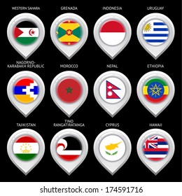 Map marker with flag-set 