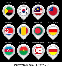Map marker with flag-set 