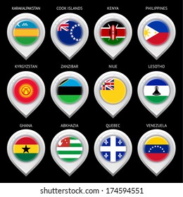 Map marker with flag-set 