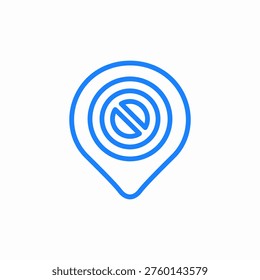 map marker with forbidden symbol icon sign vector