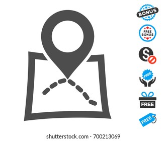 Map Marker grey pictograph with free bonus pictures. Vector illustration style is flat iconic symbols.