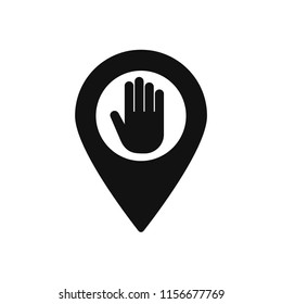 Map marker with Hand icon, map pin, GPS location symbol, vector illustration