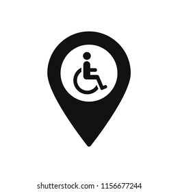 Map marker with Handicap icon, map pin, GPS location symbol, vector illustration