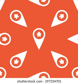 Map marker with house image, repeated on orange background