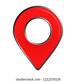 map marker icon, 3d vector pin location  in red, gps icon