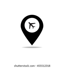 Map marker with icon of airplane