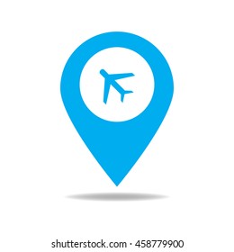 Map marker with icon of airplane