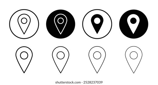 Map Marker icon Black and white outline vector
