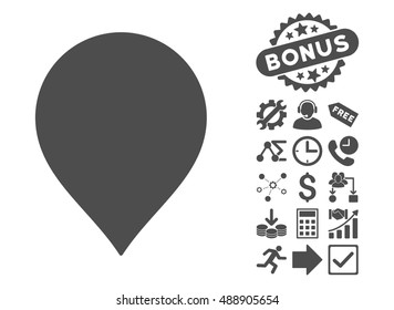 Map Marker icon with bonus design elements. Vector illustration style is flat iconic symbols, gray color, white background.