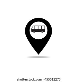 Map marker with icon of a bus