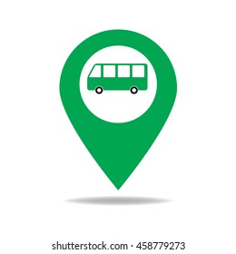 Map marker with icon of a bus
