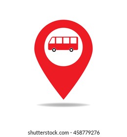 Map marker with icon of a bus
