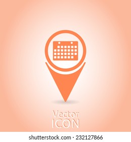 Map marker with icon of a calendar. Flat design style. Made in vector