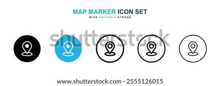 Map marker icon collection in black and blue colors