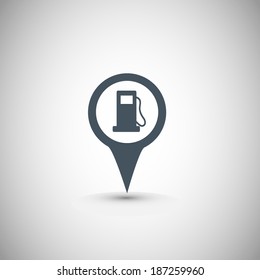 Map marker with icon of a gas station, vector eps10 illustration 