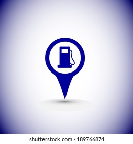 Map marker with icon of a gas station, vector eps10 illustration