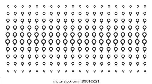Map marker icon halftone pattern, designed for backgrounds, covers, templates and abstraction compositions. Vector map marker shapes organized into halftone array.