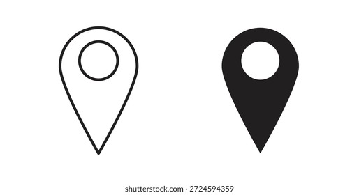 Ícone de marcador de mapa com versões de linha e silhueta.