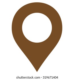 Map Marker icon from Primitive Set. This isolated flat symbol is drawn with brown color on a white background, angles are rounded.