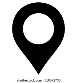 Map Marker icon from Primitive Set. This isolated flat symbol is drawn with black color on a white background, angles are rounded.