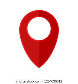 Map marker icon in red.  Isolated on white background