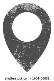 Icono de marcador de mapa con estilo rayado. Pictograma aislado de marcadores vectoriales con textura de goma arañada sobre fondo blanco.