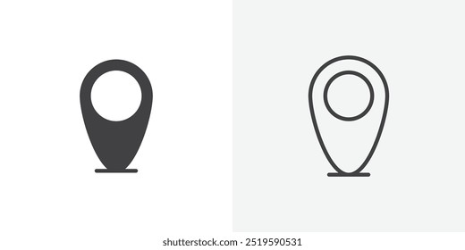 Map marker icon. solid filled and stroke thin line style eps 10
