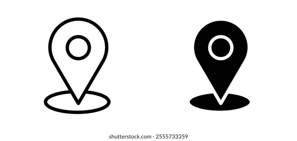 Map marker icon symbol collection on white background.