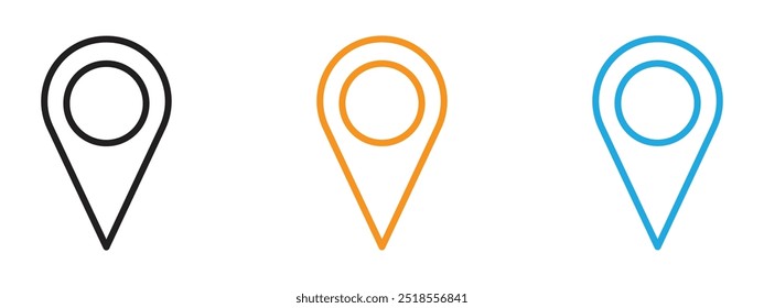Map marker icon Thin line illustration set