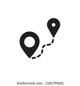 Map marker icon, travel symbol, location icon vector illustration. From one destination to another, destination icon logo.