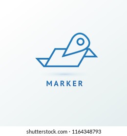 Map marker icon. Vector flat style illustration location pin logotype design. Location pin navigation logo template. Logo concept of navigator, guide, , booking hotel, Rent a Car, travel application.