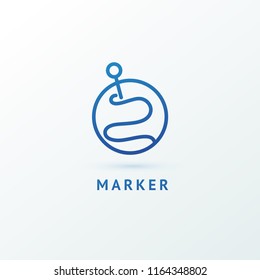 Map marker icon. Vector flat style illustration location pin logotype design. Location pin navigation logo template. Logo concept of navigator, guide, , booking hotel, Rent a Car, travel application.