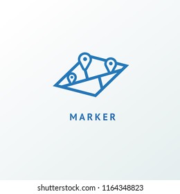 Map marker icon. Vector flat style illustration location pin logotype design. Location pin navigation logo template. Logo concept of navigator, guide, , booking hotel, Rent a Car, travel application.