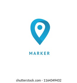 Map marker icon. Vector flat style illustration location pin logotype design. Location pin navigation logo template. Logo concept of navigator, guide, , booking hotel, Rent a Car, travel application.