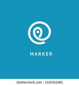 Map marker icon. Vector flat style illustration location pin logotype design. Location pin navigation logo template. Logo concept of navigator, guide, , booking hotel, Rent a Car, travel application.