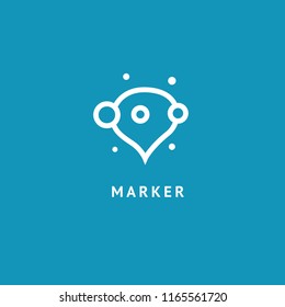 Map marker icon. Vector flat style illustration location pin logotype design. Location pin navigation logo template. Logo concept of navigator, guide, , booking hotel, Rent a Car, travel application.