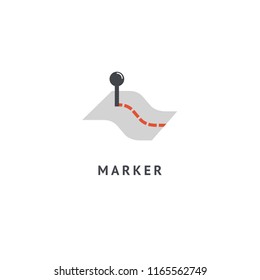 Map marker icon. Vector flat style illustration location pin logotype design. Location pin navigation logo template. Logo concept of navigator, guide, , booking hotel, Rent a Car, travel application.