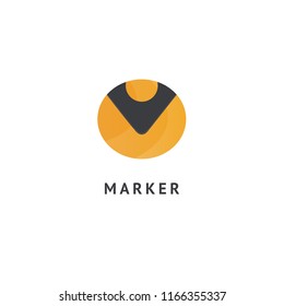 Map marker icon. Vector flat style illustration location pin logotype design. Location pin navigation logo template. Logo concept of navigator, guide, , booking hotel, Rent a Car, travel application.